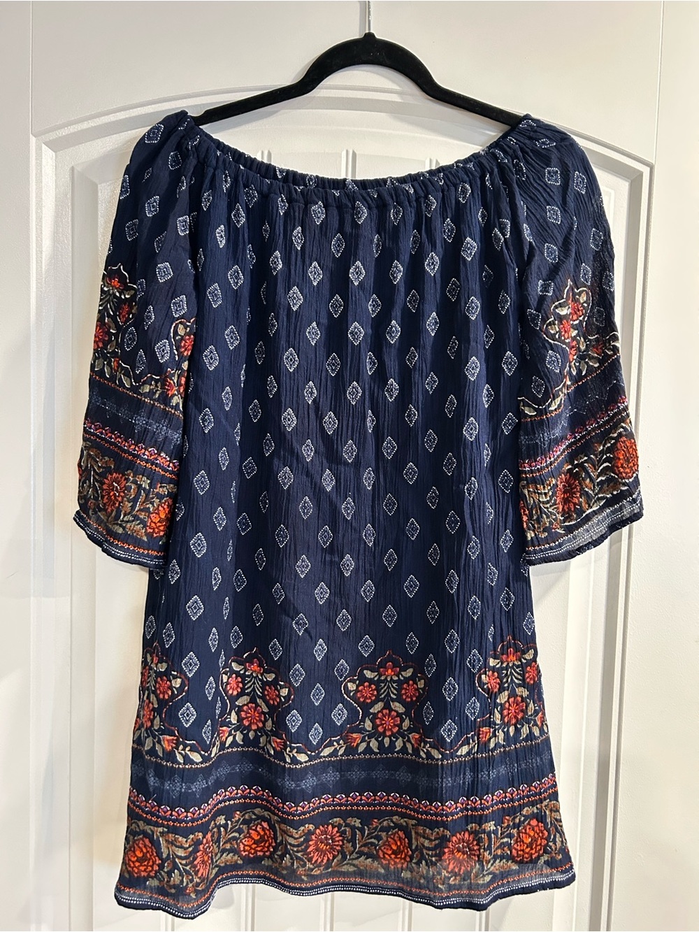 Navy Floral Off-Shoulder Mini Dress